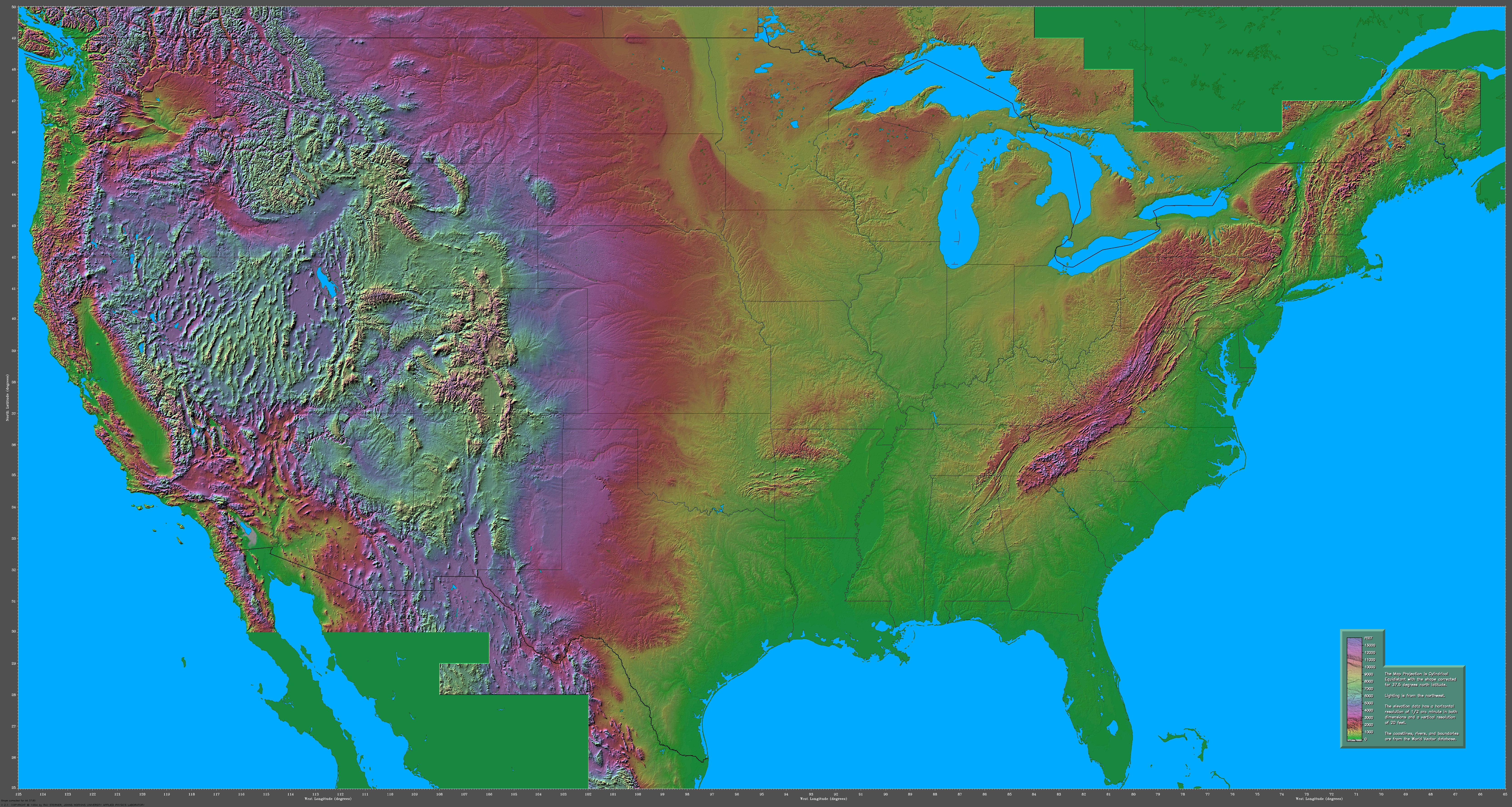 Shaded Relief Maps Of The United States